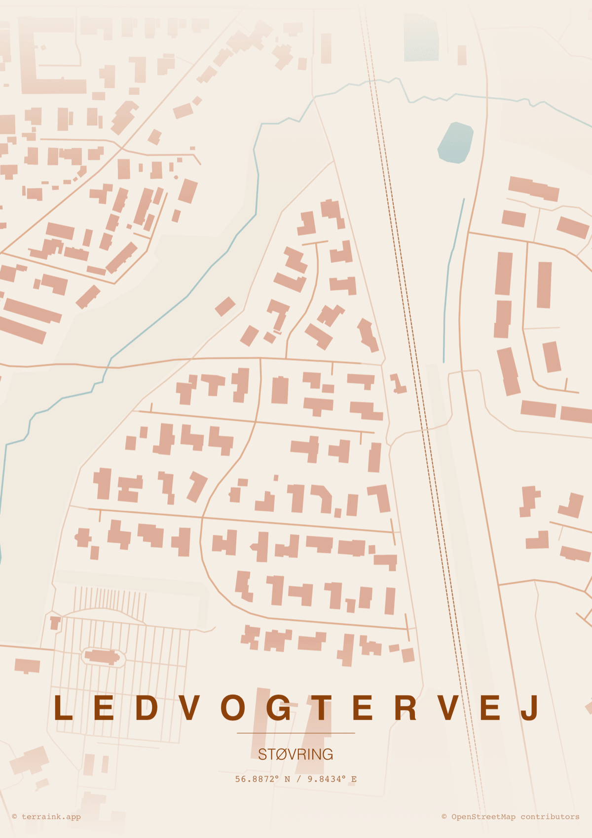 Plakatkort over Ledvogtervej i Støvring